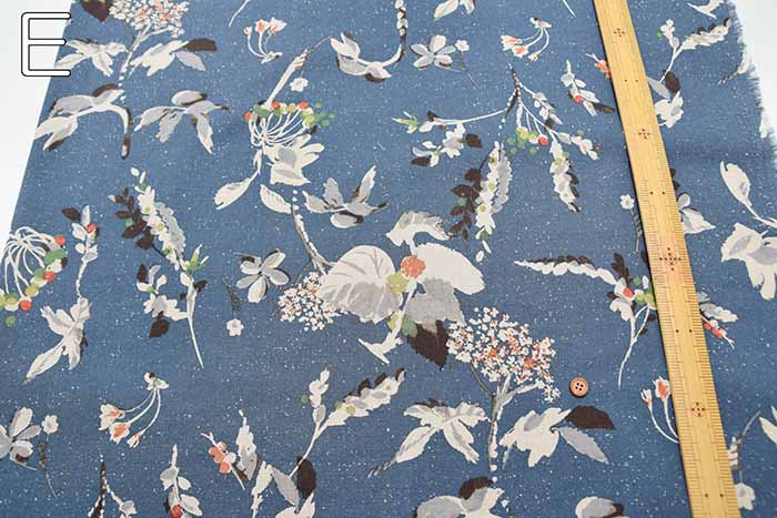 Half linen printed fabric Botanical - nomura tailor