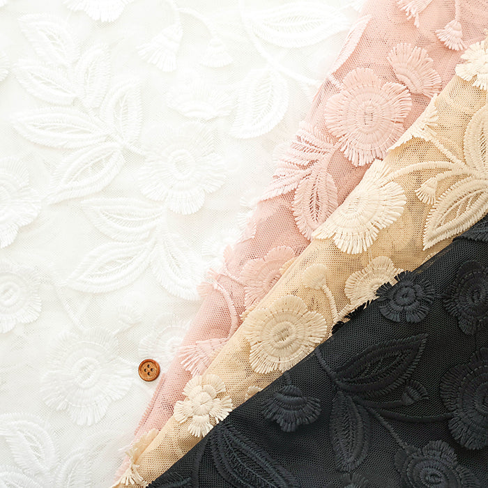 Polyester Tulle Lace Fabric - Flower - nomura tailor