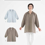 Pattern pattern frills gather blouse - nomura tailor