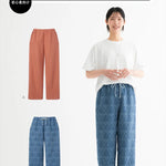 Pattern Semi-Wide Pants with an Elastic Waistband - nomura tailor