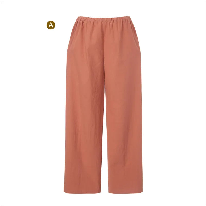 Pattern Semi-Wide Pants with an Elastic Waistband - nomura tailor