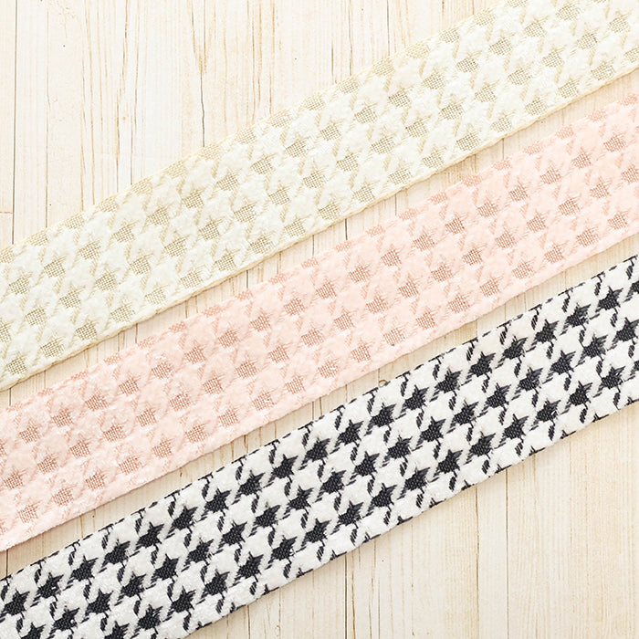 Lame (Glitter) Houndstooth Ribbon Approx. 40 mm width - nomura tailor
