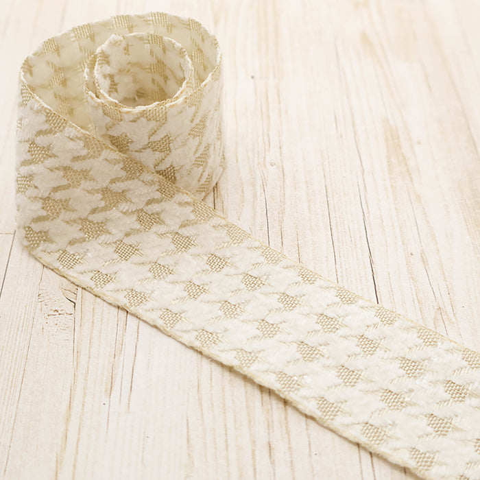 Lame (Glitter) Houndstooth Ribbon Approx. 40 mm width - nomura tailor