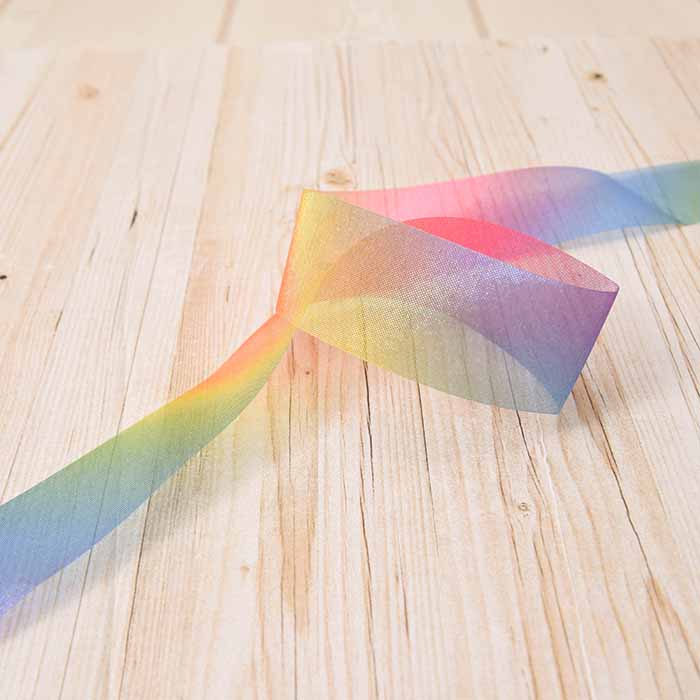 Konishi Ribbon Rainbow Organdy Ribbon 24mm - nomura tailor