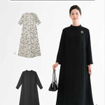 Pattern/pattern High neck long dress - nomura tailor