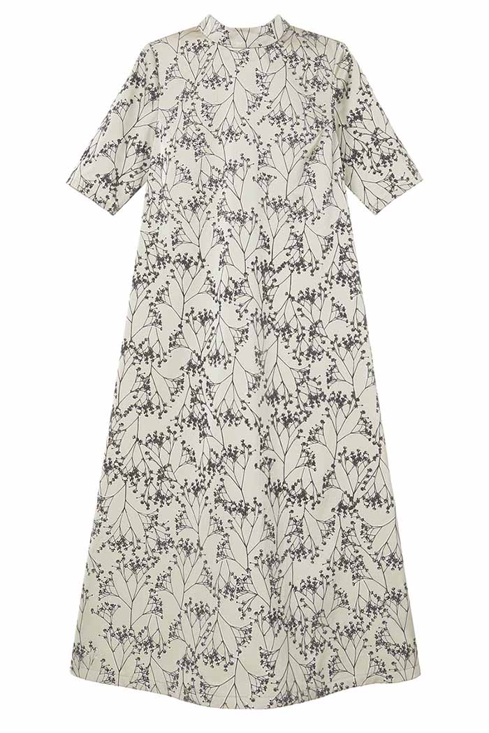 Pattern/pattern High neck long dress - nomura tailor