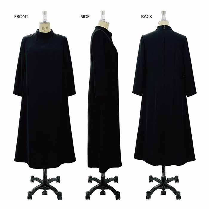 Pattern/pattern High neck long dress - nomura tailor