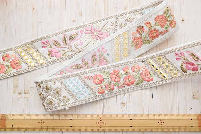 Indian embroidered ribbon, approx. 50mm wide - nomura tailor