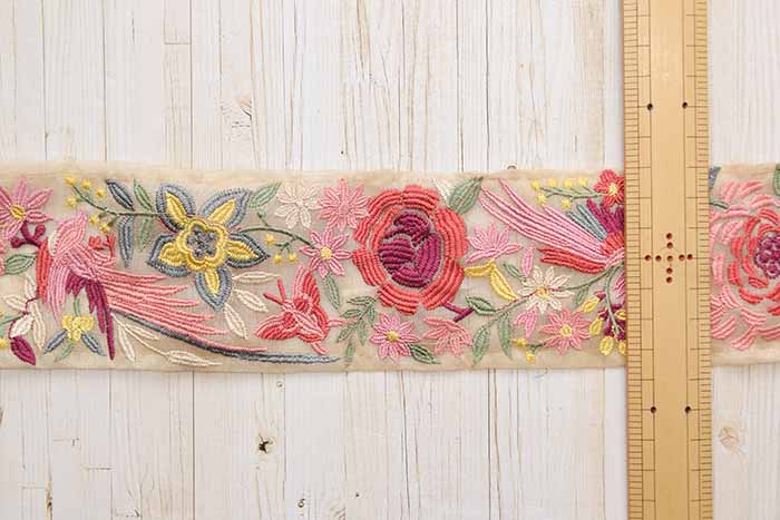 Indian embroidered ribbon, approx. 70mm wide - nomura tailor