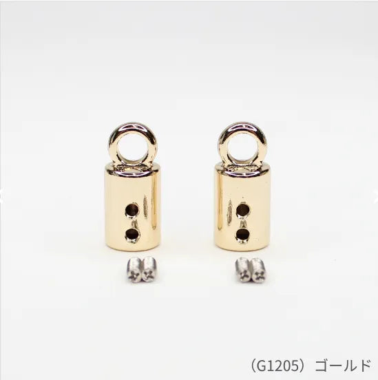 Marchen Art Cord End Cap with Ring 6mm - 2 pcs - Gold - nomura tailor