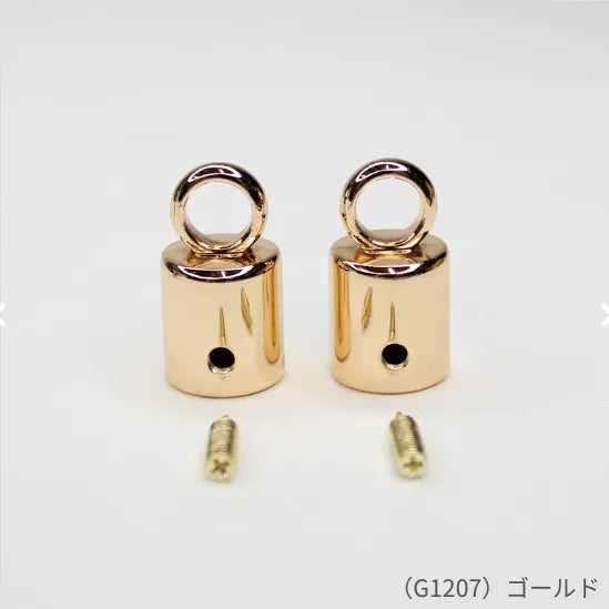 Marchen Art Cord End Cap with Ring 8mm - 2 pcs - Gold - nomura tailor