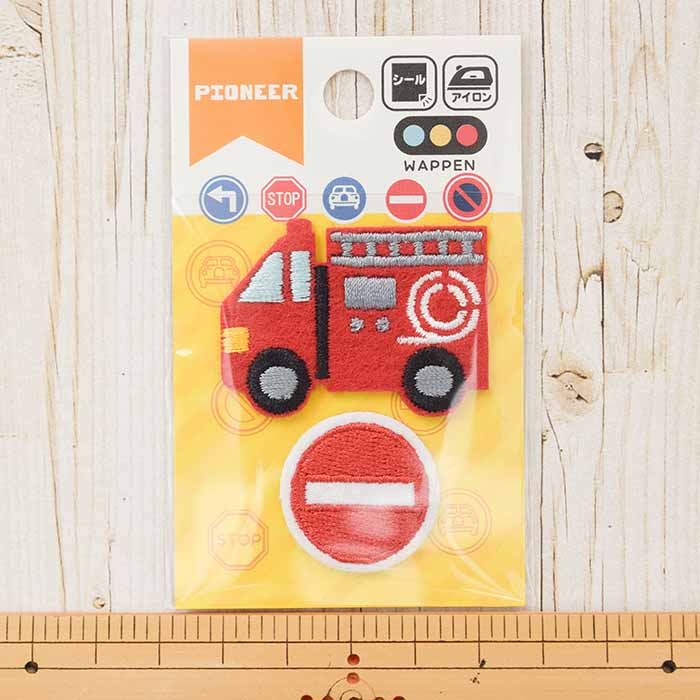2way adhesive badge Fire truck - nomura tailor