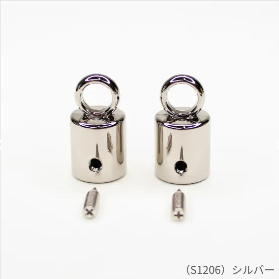 Marchen Art Cord End Cap with Ring 8mm - 2 pcs  - Silver - nomura tailor
