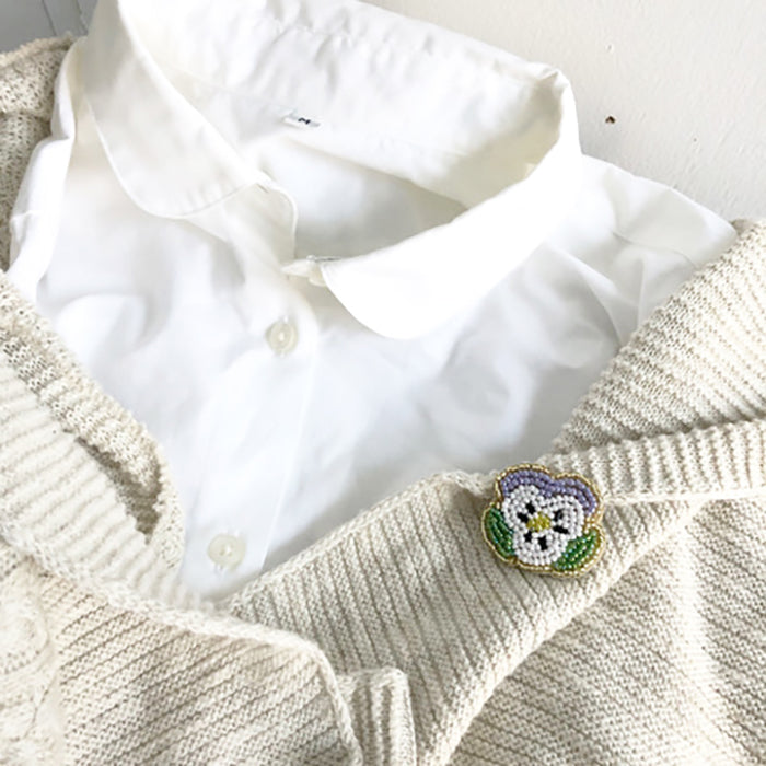 Flower Embroidery Brooch Kit - Viola - nomura tailor