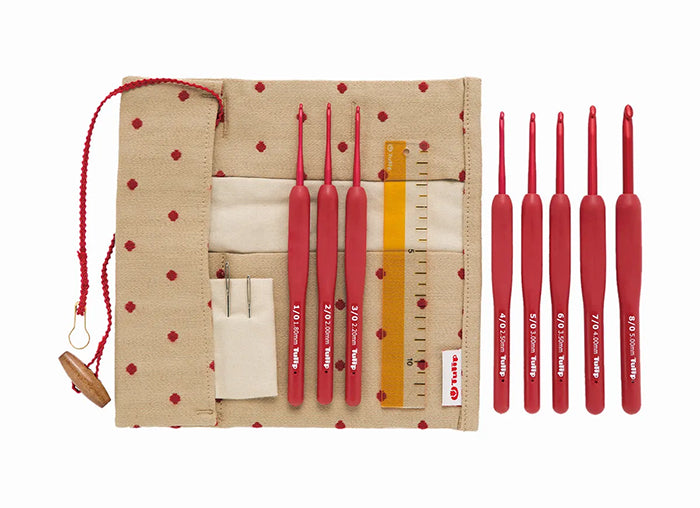 Tulip ETIMO Red Crochet Hook Set with Cushion Grip - nomura tailor