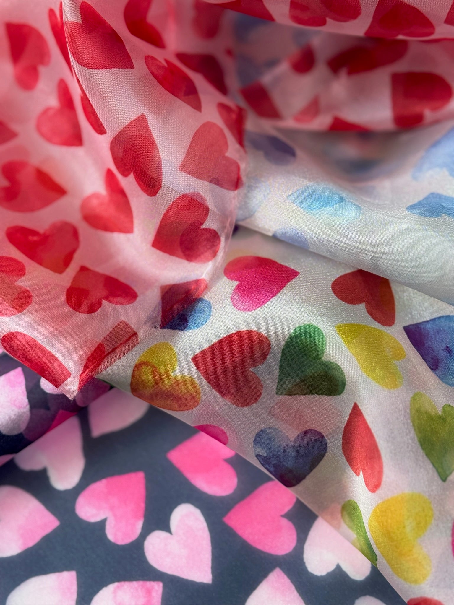 Polyester Organza Printed Fabric — Heart Pattern - nomura tailor