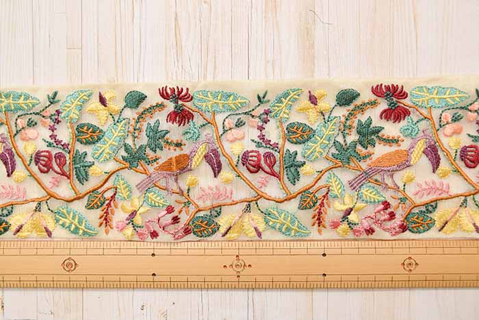 Indian embroidered ribbon, approx. 93mm wide - nomura tailor