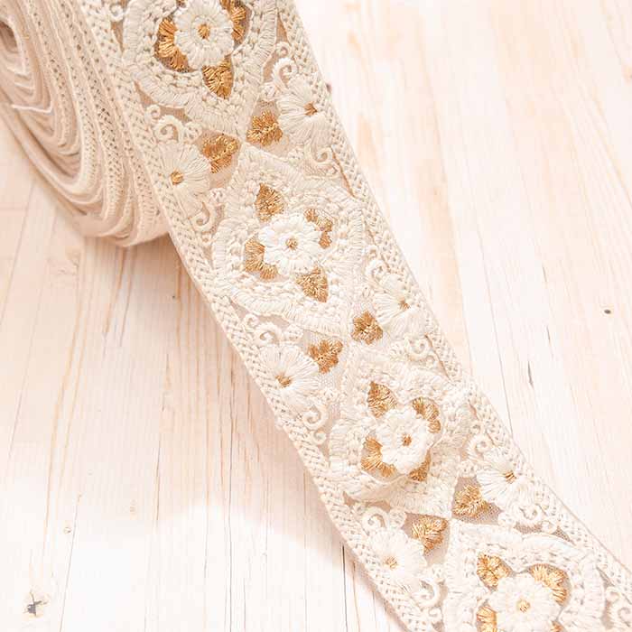 Indian embroidered ribbon, approx. 54mm wide - nomura tailor