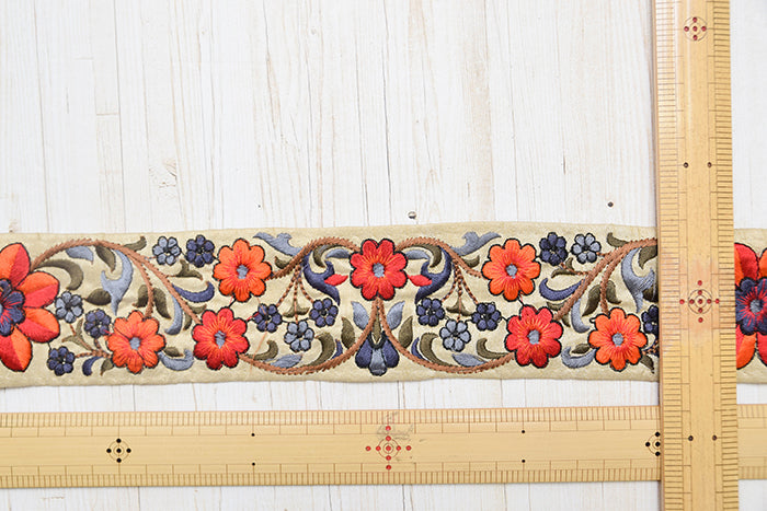 Indian Embroidered Ribbon, [Approx. 60mm Width] - nomura tailor