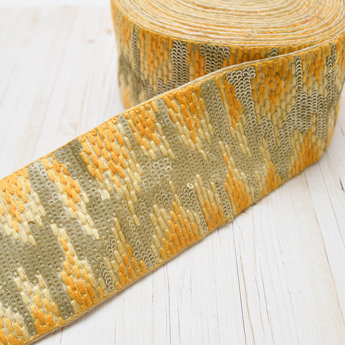 Indian Embroidered Ribbon, [Approx. 60mm Width] - nomura tailor