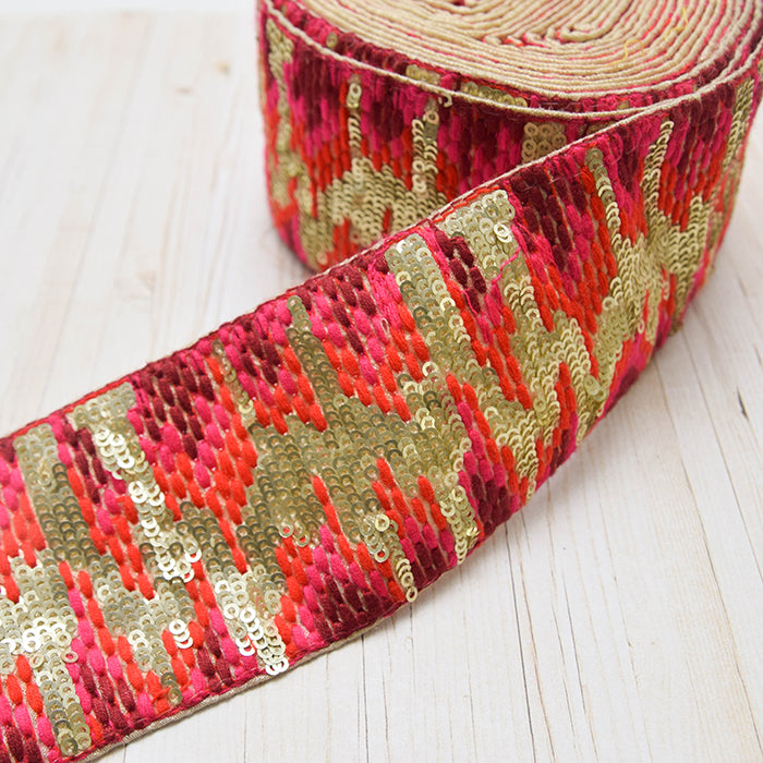 Indian Embroidered Ribbon, [Approx. 60mm Width] - nomura tailor