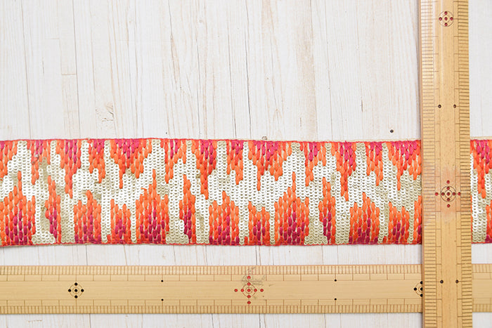 Indian Embroidered Ribbon, [Approx. 60mm Width] - nomura tailor
