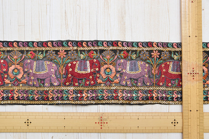 Indian Embroidered Ribbon, [Approx. 90mm Width] - nomura tailor