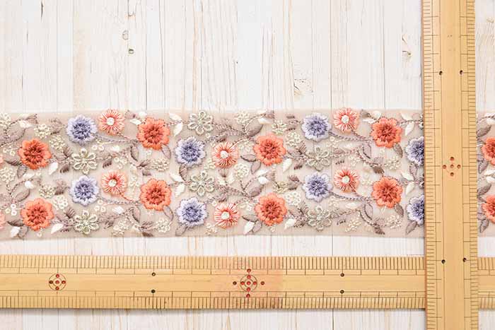 Indian Embroidered Ribbon - Approx. 70mm Width - nomura tailor