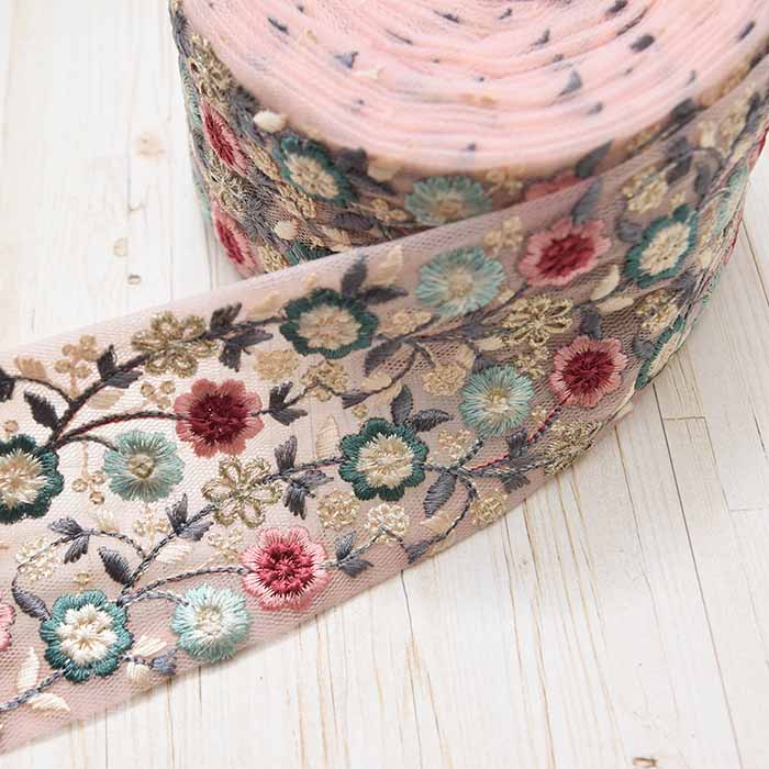 Indian Embroidered Ribbon - Approx. 70mm Width - nomura tailor