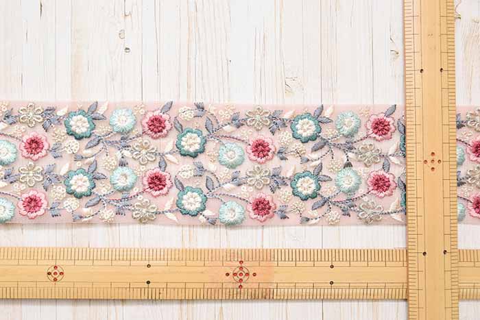 Indian Embroidered Ribbon - Approx. 70mm Width - nomura tailor
