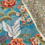 Cotton Muslin Japanese Pattern Printed Fabric - Blooming Crane - nomura tailor