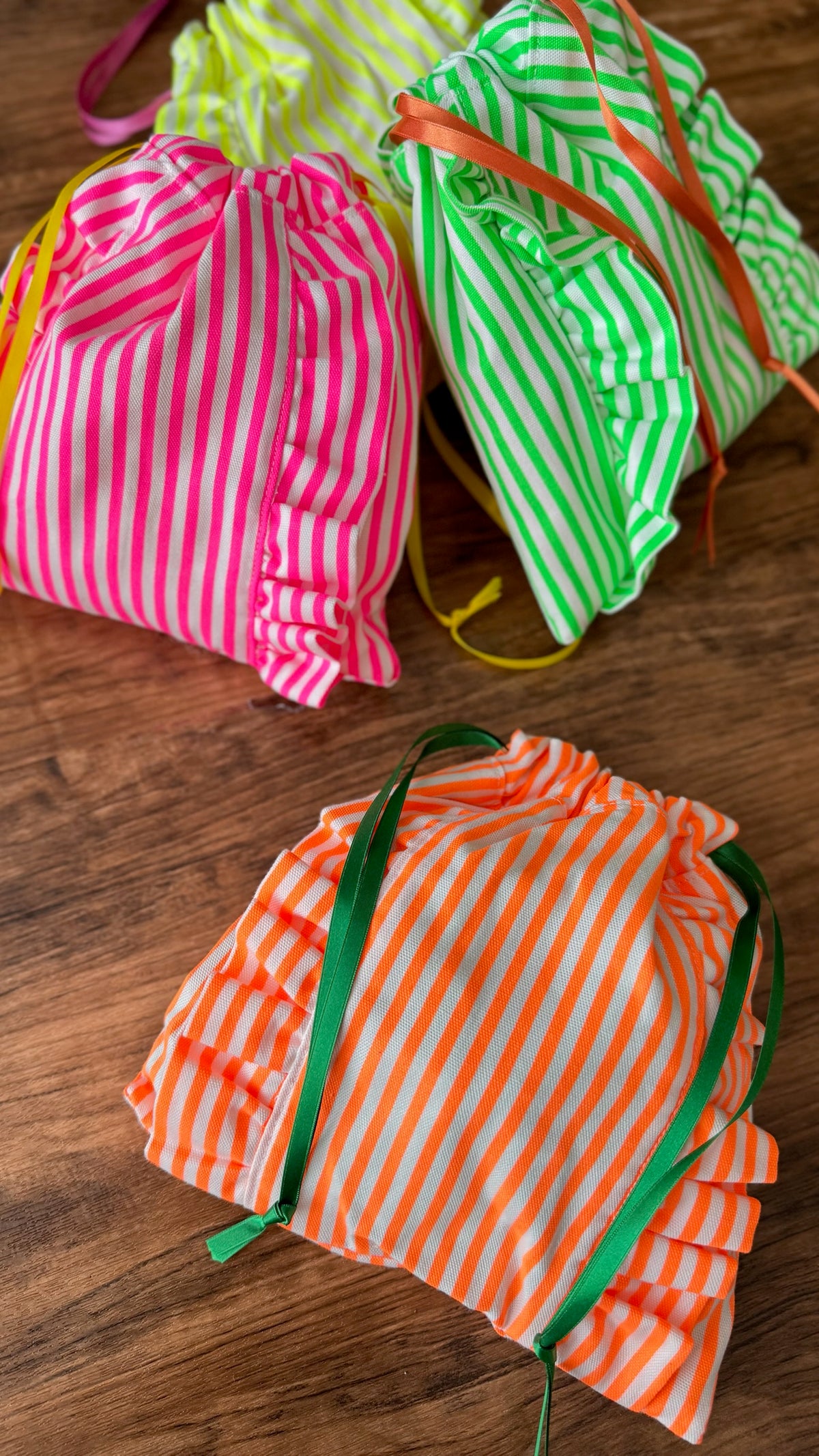 Cotton Oxford Printed Fabric - Fluorescent Stripe - nomura tailor
