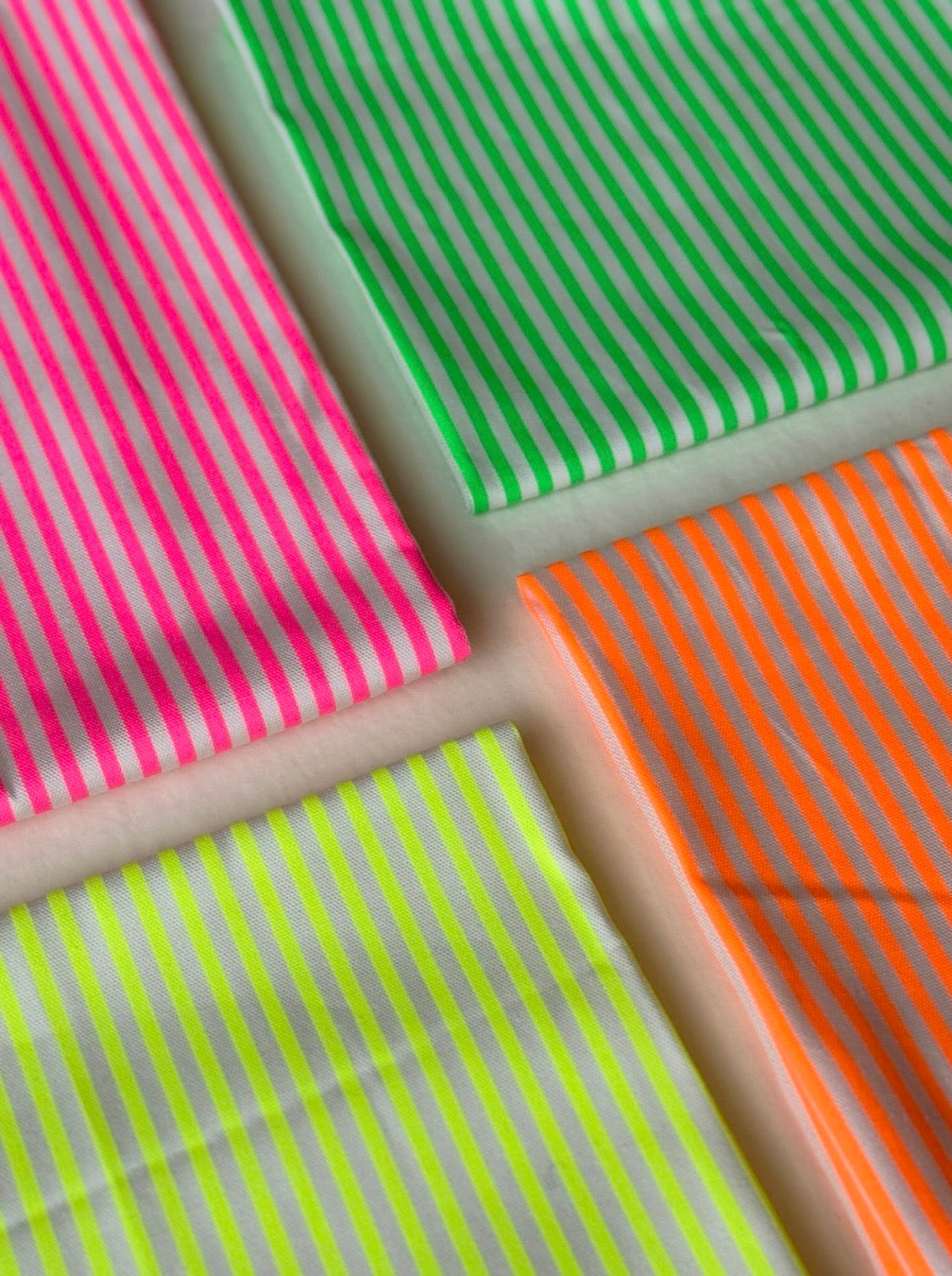 Cotton Oxford Printed Fabric - Fluorescent Stripe - nomura tailor