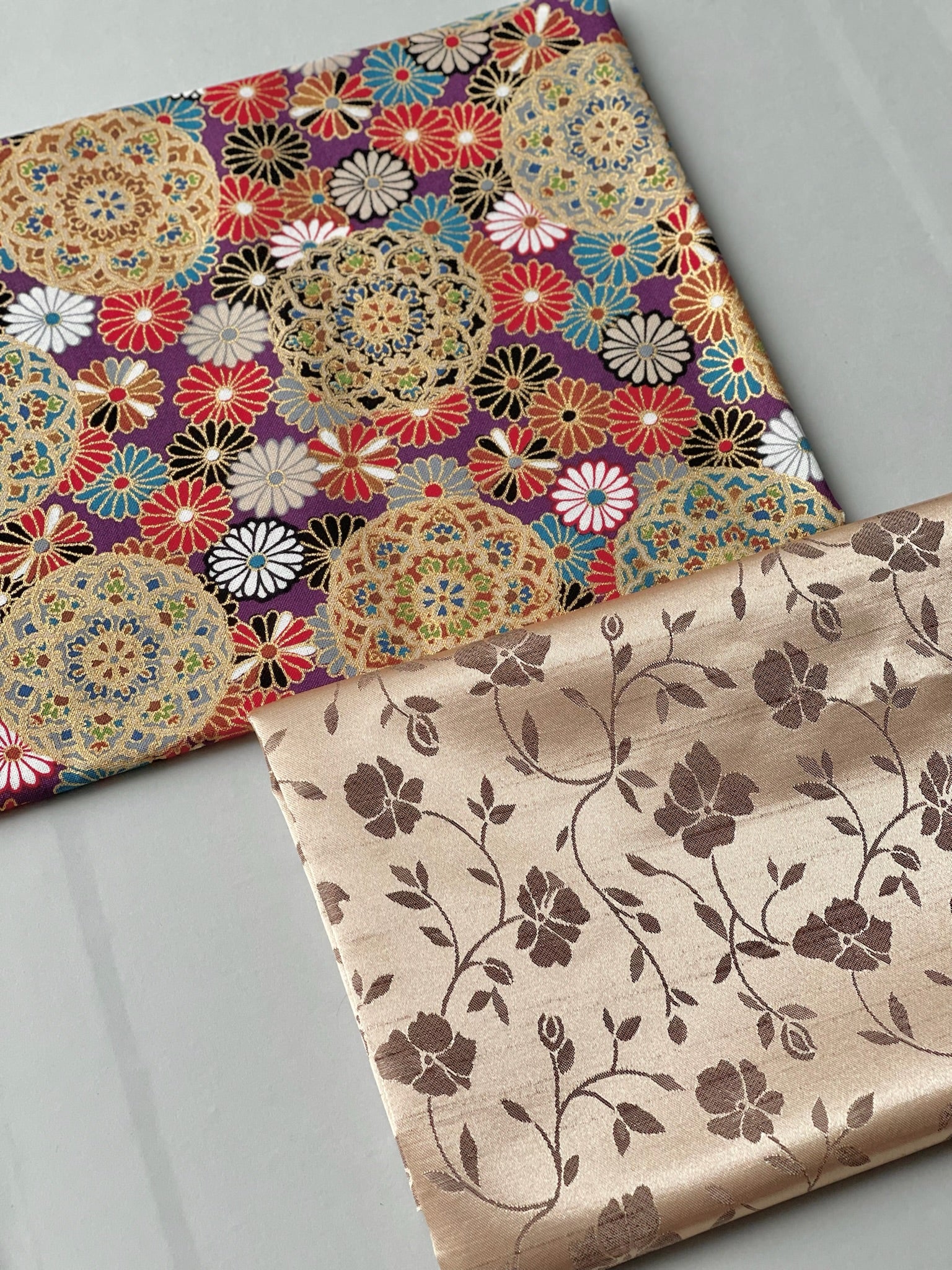 Cotton Muslin Lame (Glitter) Fabric - Chrysanthemum Mandala - nomura tailor