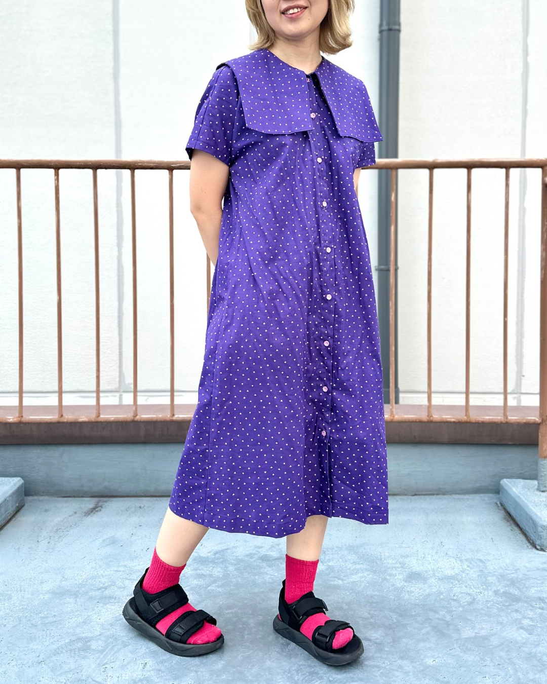 Cotton Oxford Fluorescent Printed Fabric -Petit Heart - nomura tailor