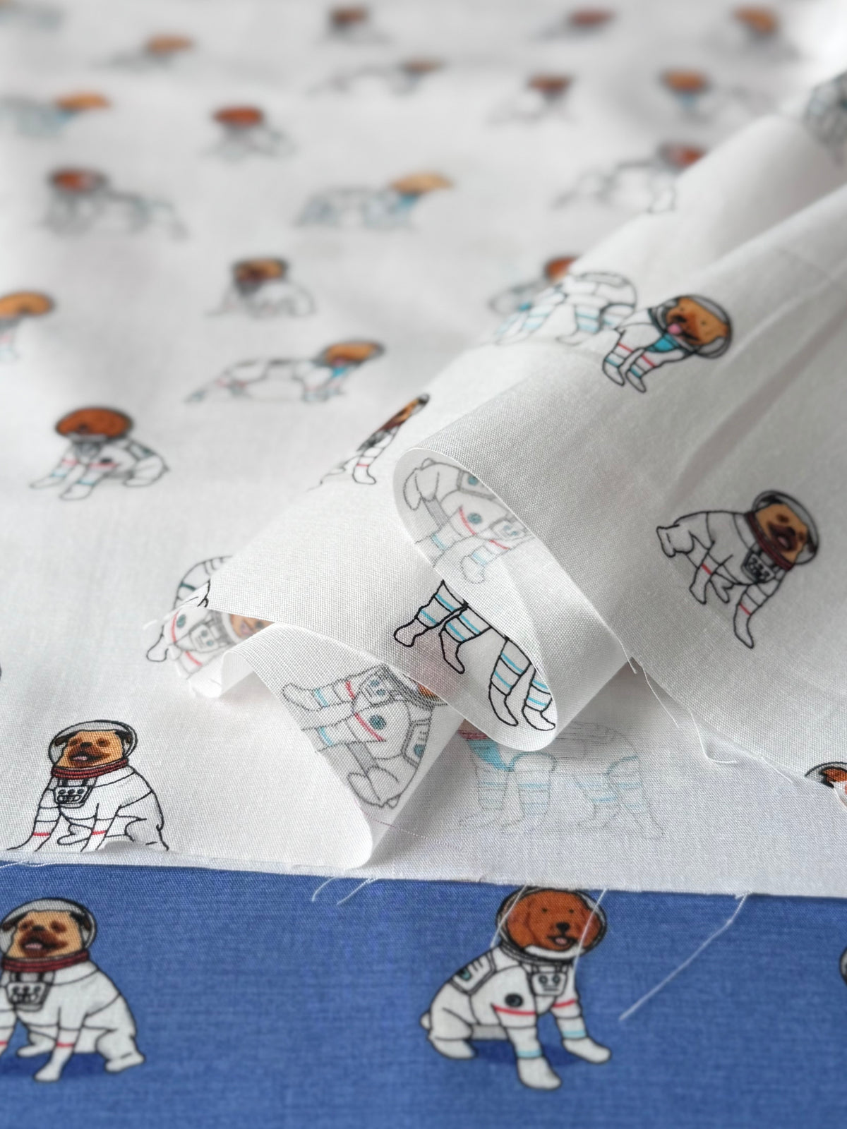 Cotton Broad Printed Fabric SPACE DOGS - nomura tailor