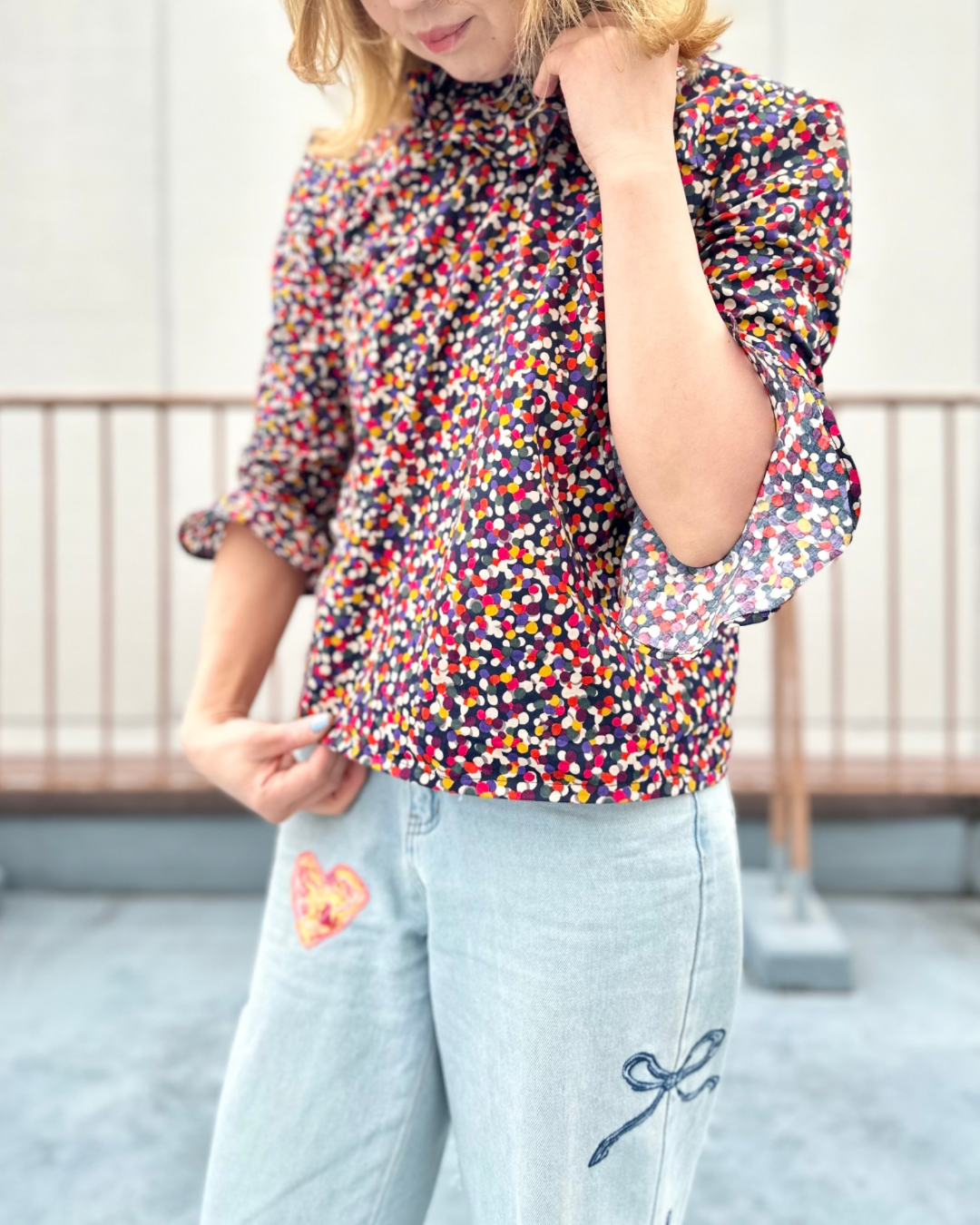 40"Cotton Broad Printed Fabric - Dots - nomura tailor