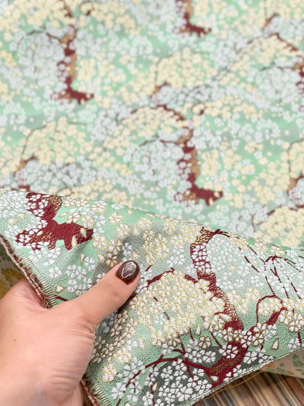 Gold Brocade (Kinran) - Weeping Cherry Blossoms - nomura tailor