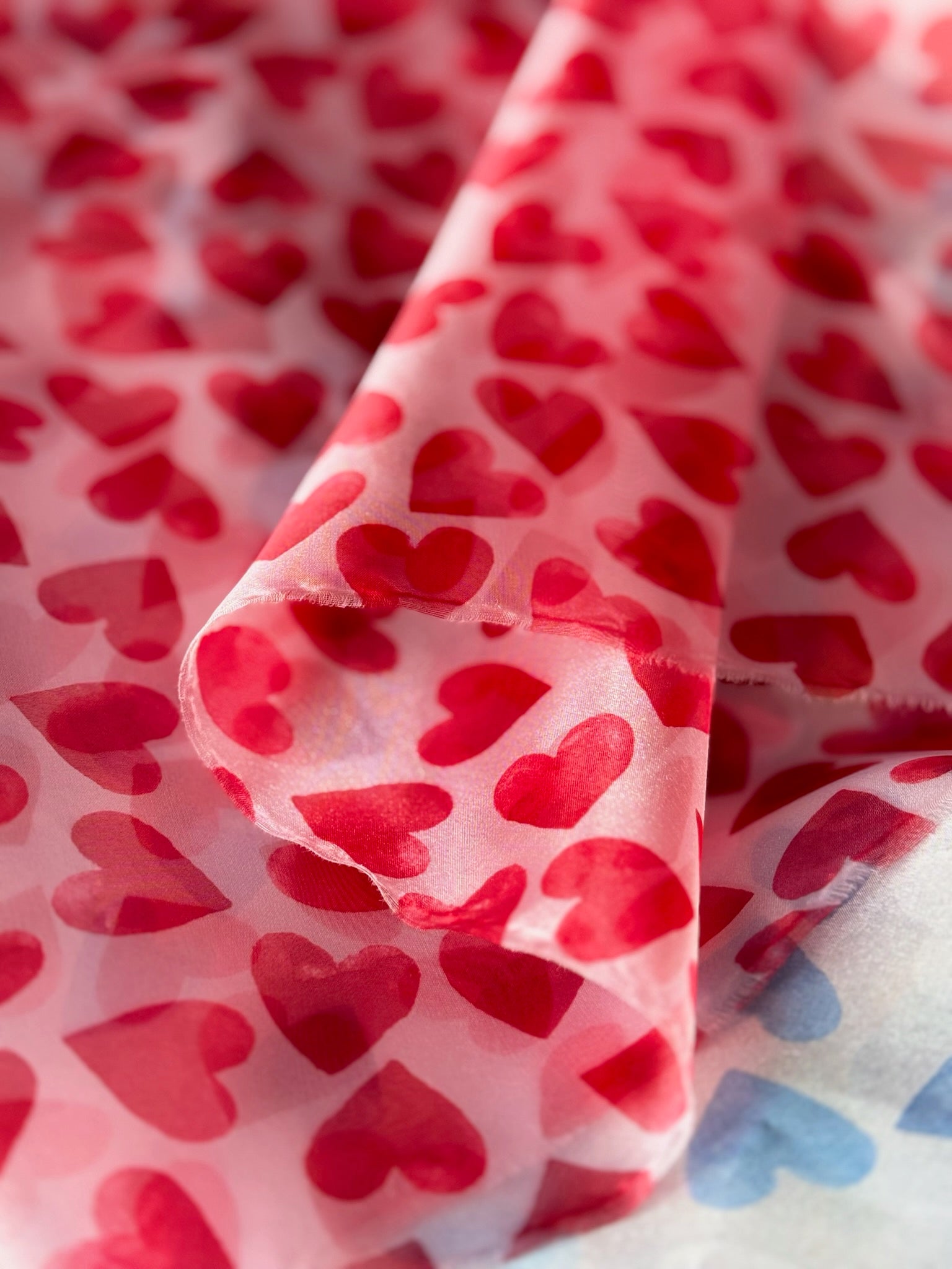 Polyester Organza Printed Fabric — Heart Pattern - nomura tailor