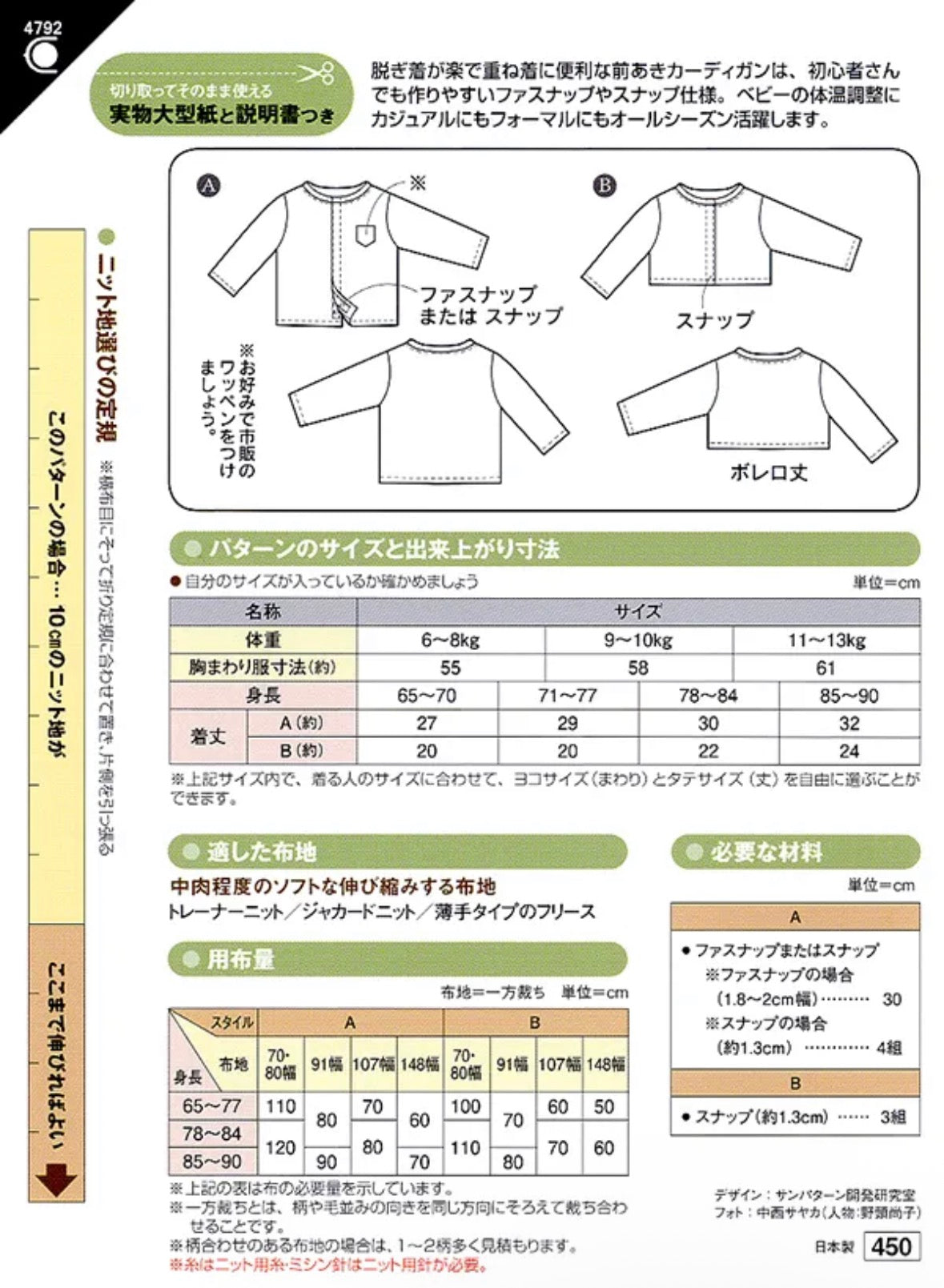 Pattern - Baby Cardigan - nomura tailor