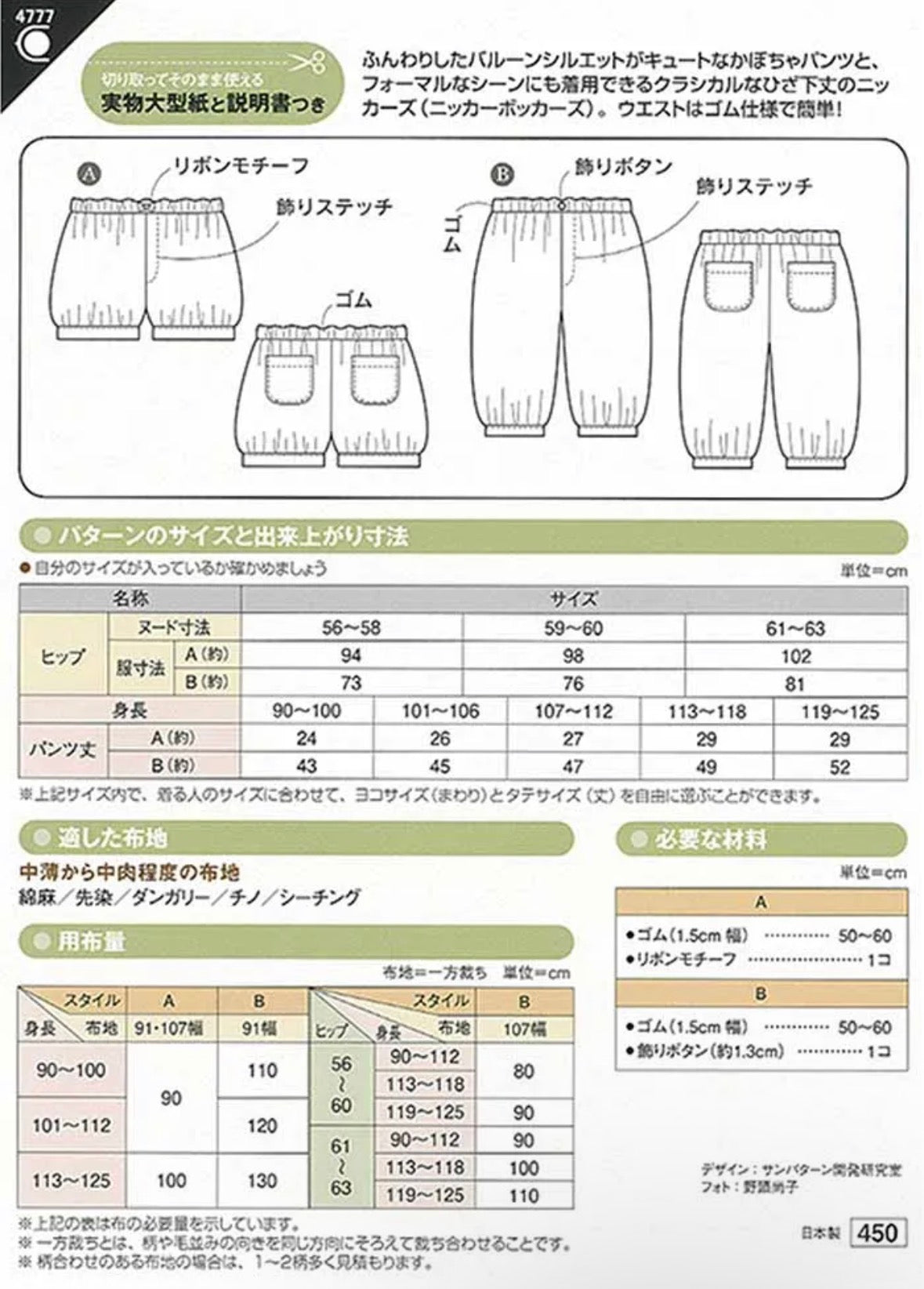 Pattern - Pumpkin Pants & Knickers - nomura tailor
