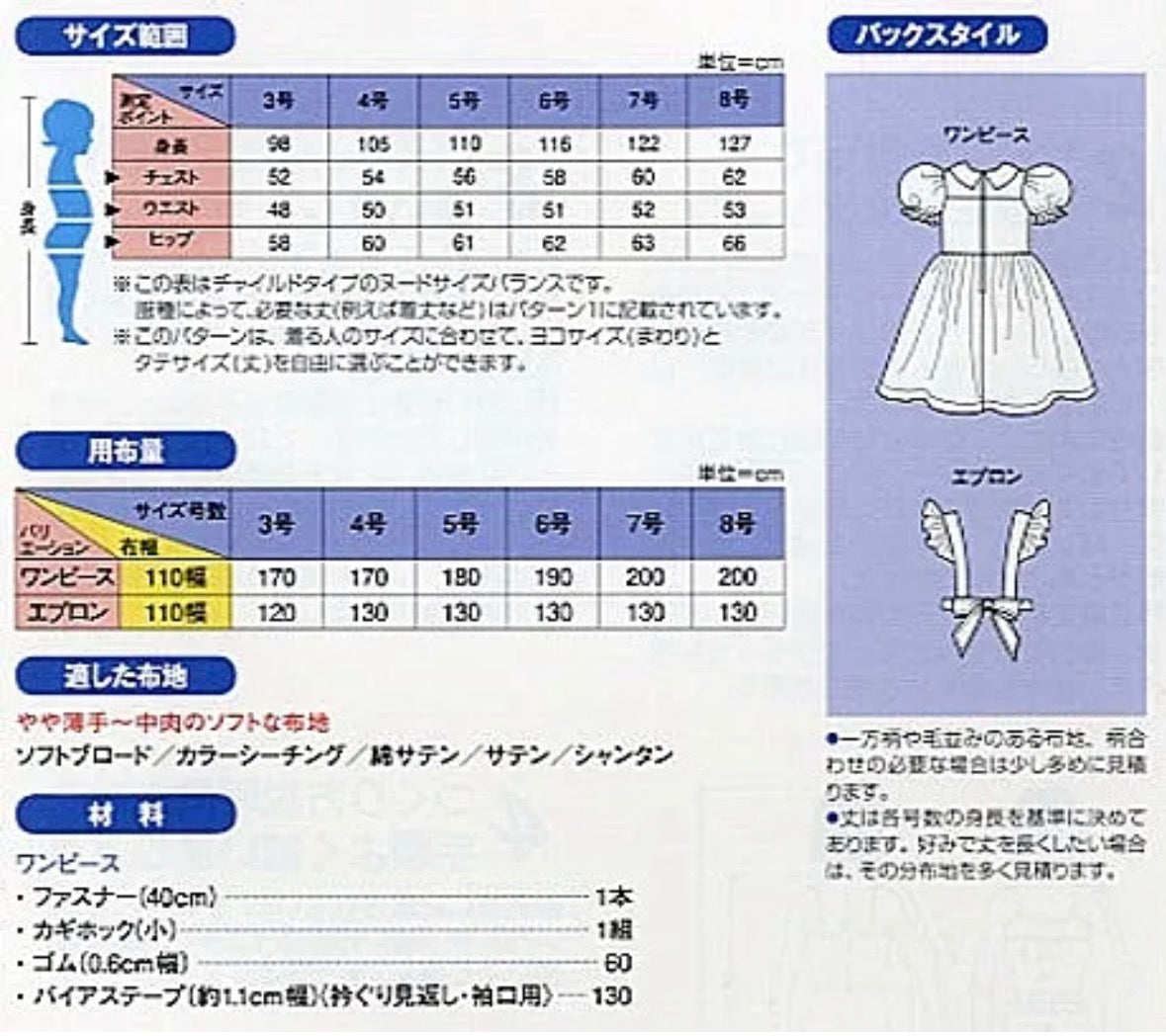 Pattern - Child Dress with Apron - nomura tailor