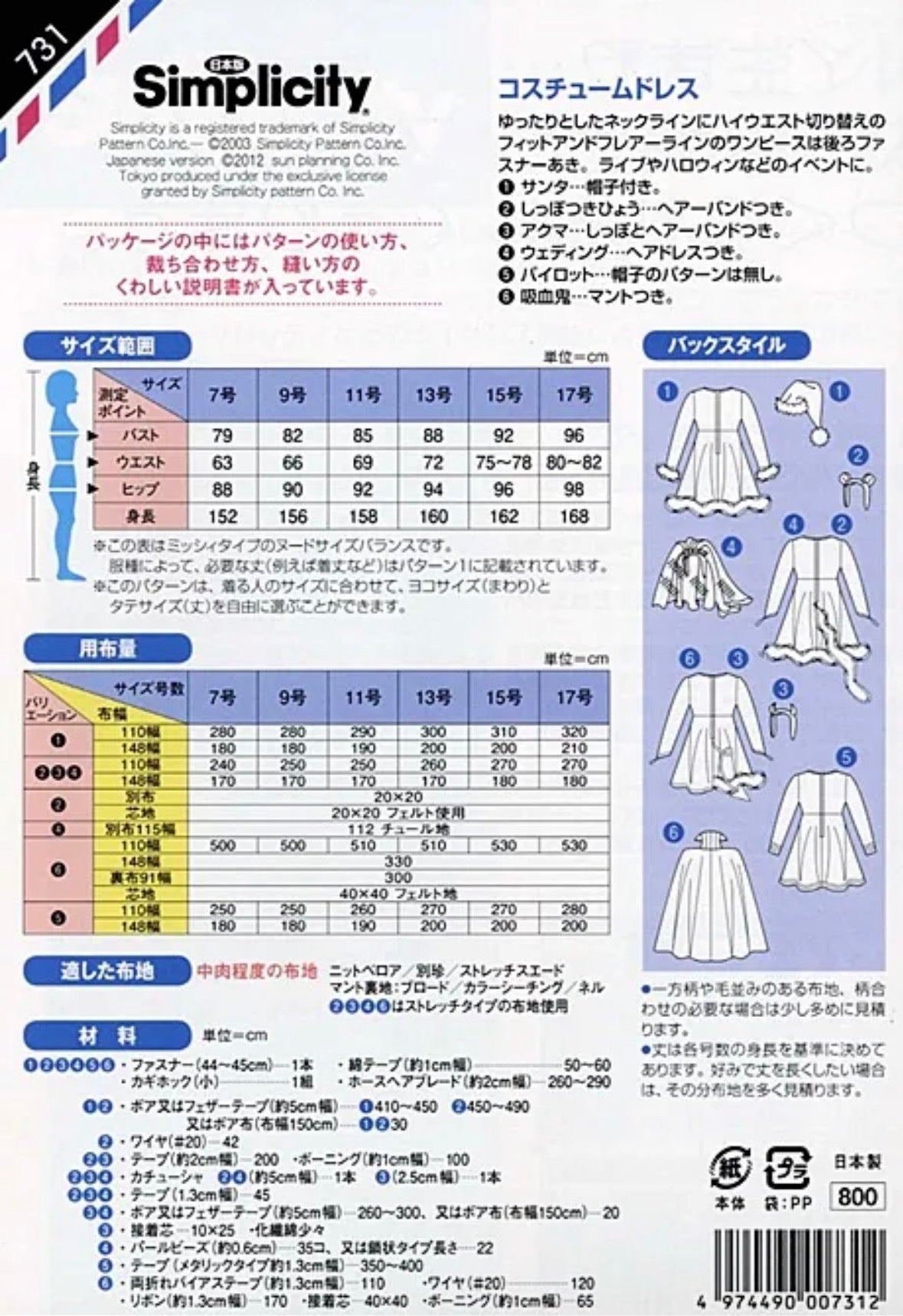 Pattern - Costume Dress - nomura tailor