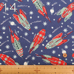USA Cotton moda BLAST OFF VINTAGE ROCKETS - nomura tailor