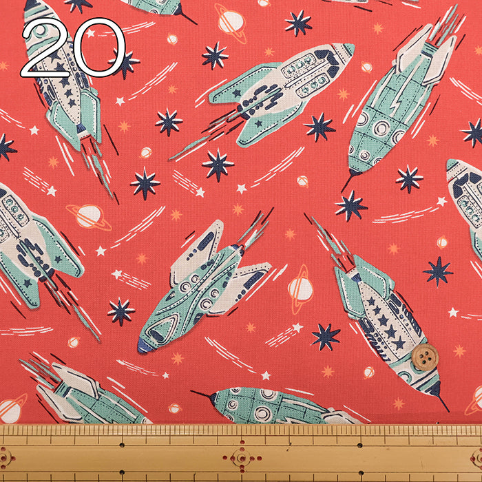 USA Cotton moda BLAST OFF VINTAGE ROCKETS - nomura tailor
