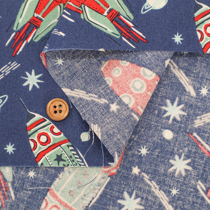 USA Cotton moda BLAST OFF VINTAGE ROCKETS - nomura tailor