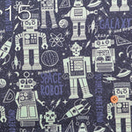USA Cotton moda BLAST OFF SPACE ROBOTS - nomura tailor