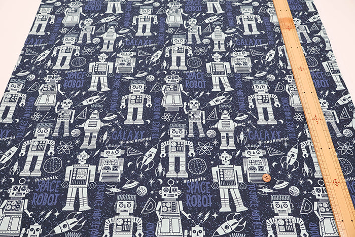 USA Cotton moda BLAST OFF SPACE ROBOTS - nomura tailor