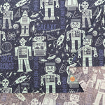 USA Cotton moda BLAST OFF SPACE ROBOTS - nomura tailor