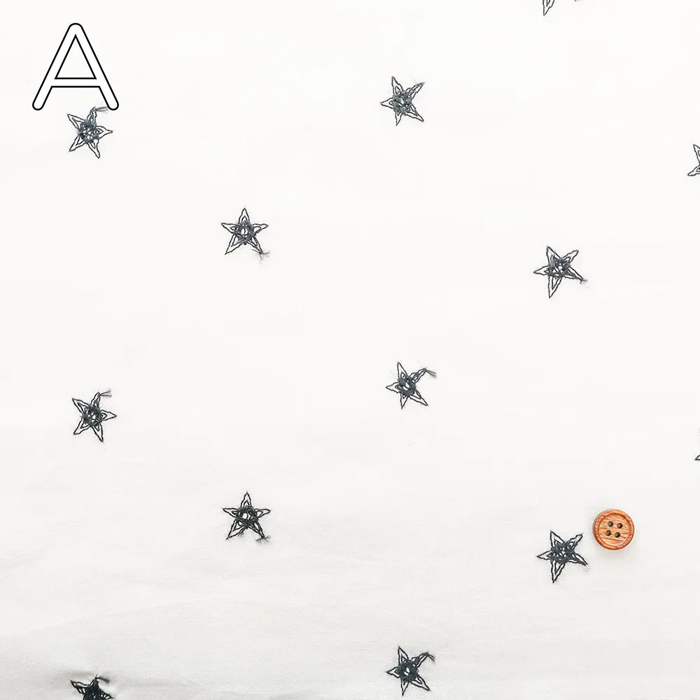 Cotton Cambric Embroidered Fabric - Star - nomura tailor